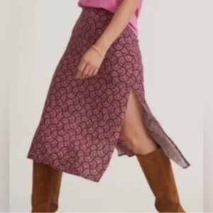 Marine Layer Ryan Midi Slip Skirt Fan Block Print Size 4 Side Slits Boho Purple